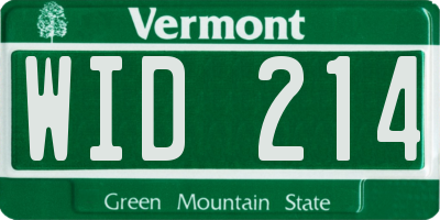 VT license plate WID214
