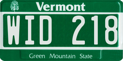 VT license plate WID218