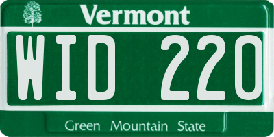 VT license plate WID220