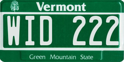 VT license plate WID222