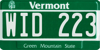 VT license plate WID223
