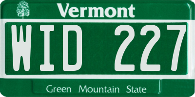 VT license plate WID227