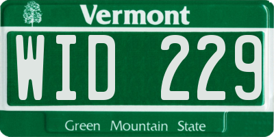 VT license plate WID229