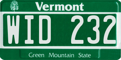 VT license plate WID232