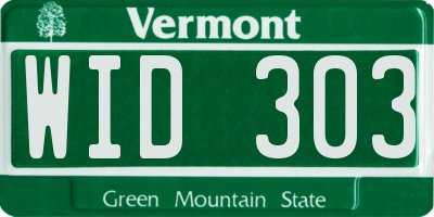 VT license plate WID303