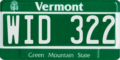 VT license plate WID322
