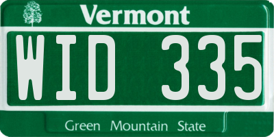 VT license plate WID335