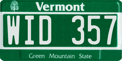 VT license plate WID357