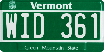 VT license plate WID361