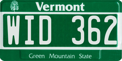 VT license plate WID362