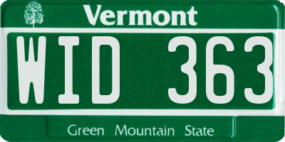 VT license plate WID363