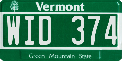 VT license plate WID374