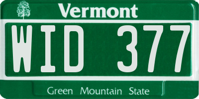 VT license plate WID377