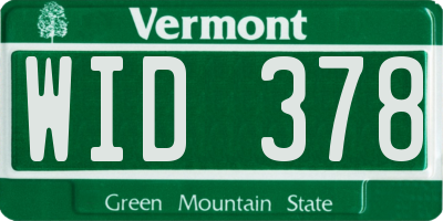 VT license plate WID378