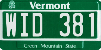 VT license plate WID381