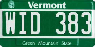 VT license plate WID383