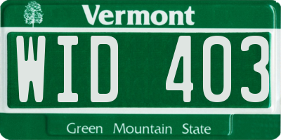 VT license plate WID403