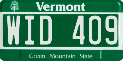 VT license plate WID409