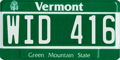 VT license plate WID416