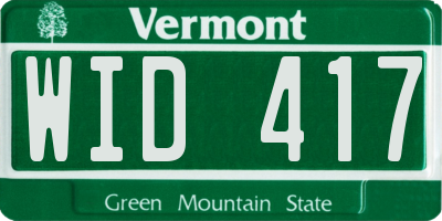 VT license plate WID417