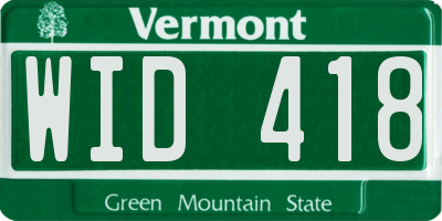 VT license plate WID418