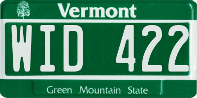 VT license plate WID422