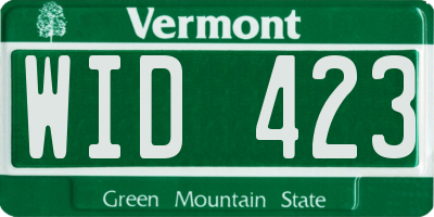 VT license plate WID423