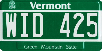 VT license plate WID425