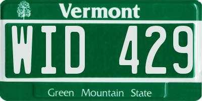 VT license plate WID429