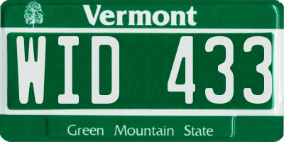 VT license plate WID433