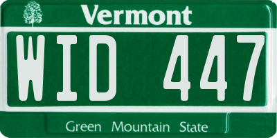 VT license plate WID447