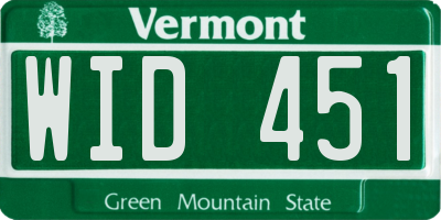 VT license plate WID451