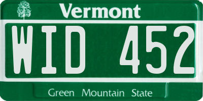 VT license plate WID452