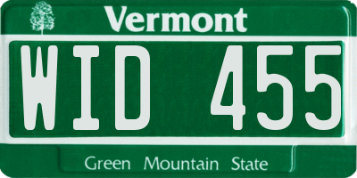 VT license plate WID455
