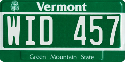 VT license plate WID457