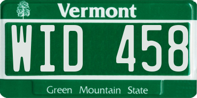 VT license plate WID458