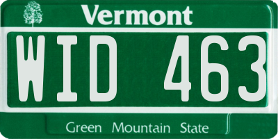 VT license plate WID463