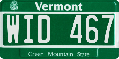 VT license plate WID467