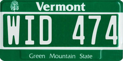 VT license plate WID474