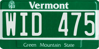 VT license plate WID475