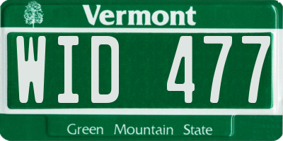 VT license plate WID477