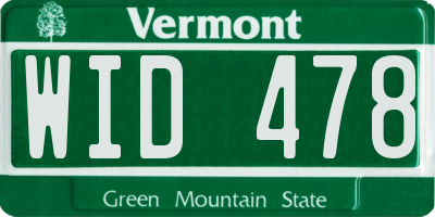 VT license plate WID478