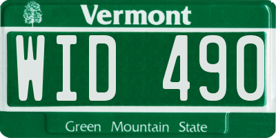 VT license plate WID490