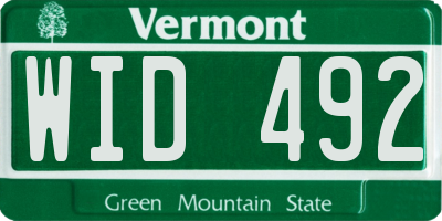VT license plate WID492