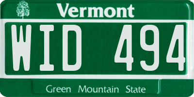 VT license plate WID494