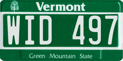 VT license plate WID497