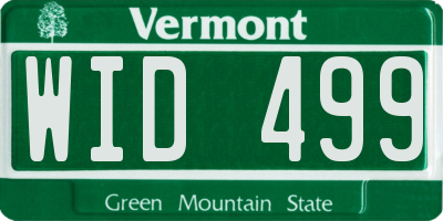 VT license plate WID499