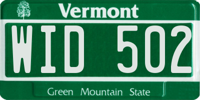 VT license plate WID502