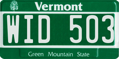 VT license plate WID503