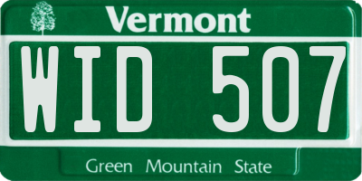 VT license plate WID507